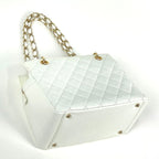 Chanel Shoulder Bag CC Logo Quilted Caviar Leather White — view 2