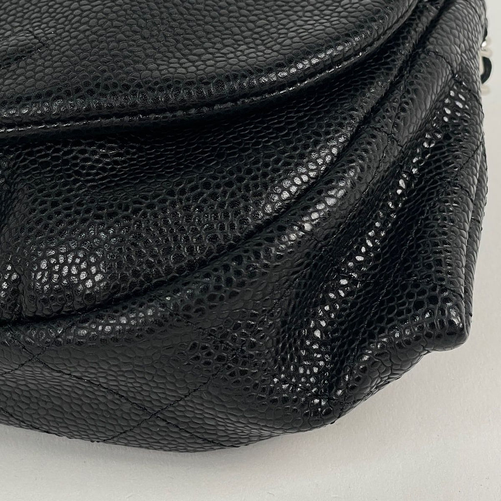 Chanel Chain Wallet CC Logo Half Moon Caviar Leather Black Shoulder — view 3