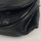 Chanel Chain Wallet CC Logo Half Moon Caviar Leather Black Shoulder — view 3