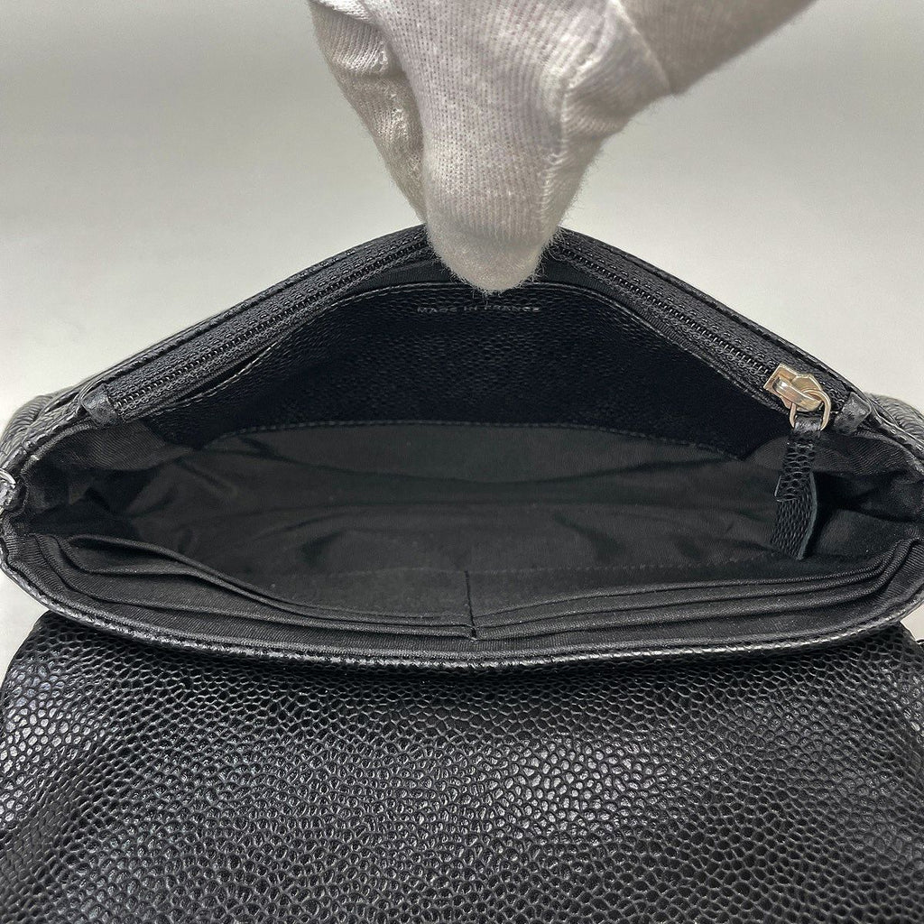 Chanel Chain Wallet CC Logo Half Moon Caviar Leather Black Shoulder — view 5