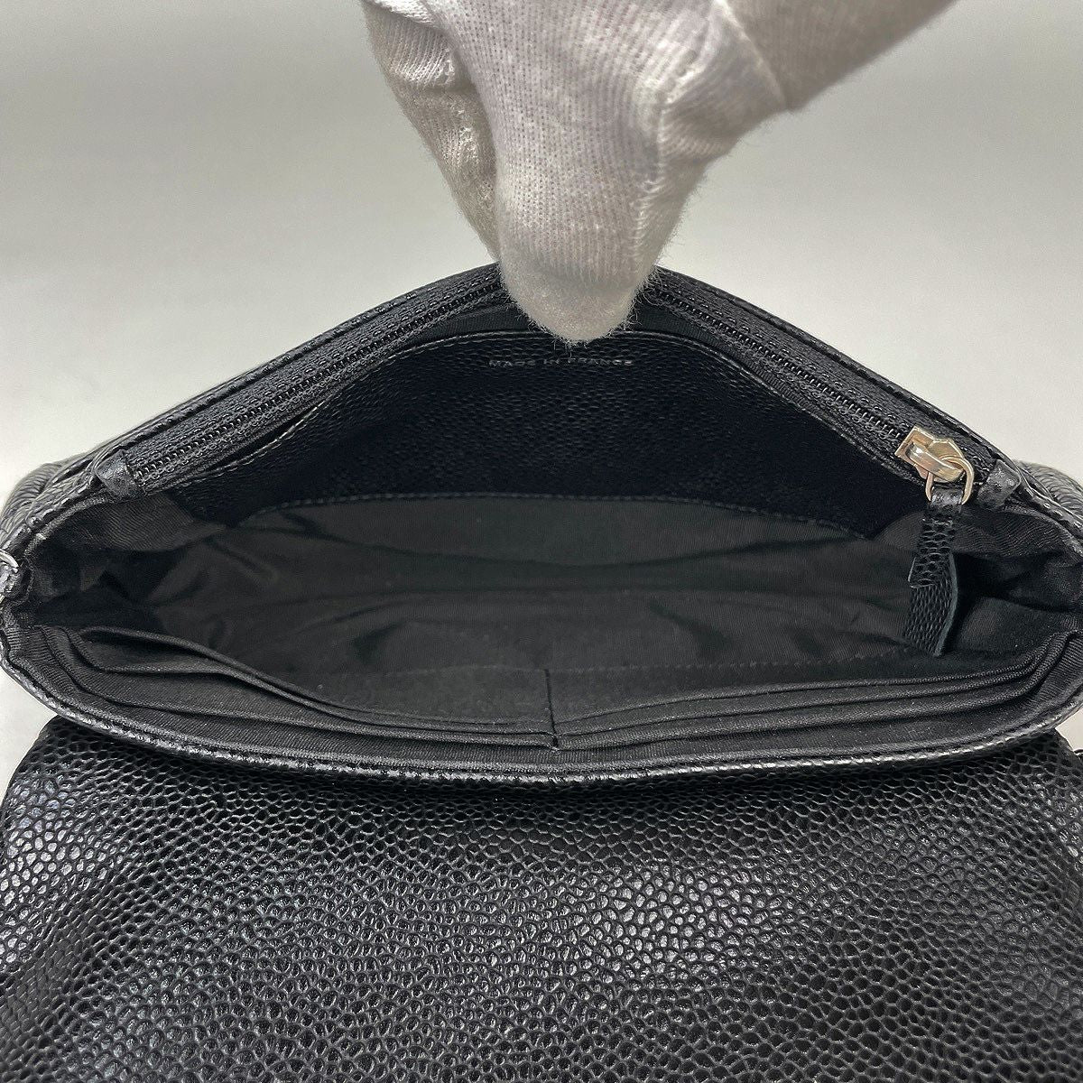 Chanel Chain Wallet CC Logo Half Moon Caviar Leather Black Shoulder — view 5