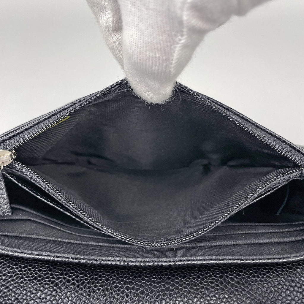 Chanel Chain Wallet CC Logo Half Moon Caviar Leather Black Shoulder — view 6