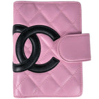 Chanel Notebook Book Cover CC Logo Cambon Line Leather Pink Agenda
