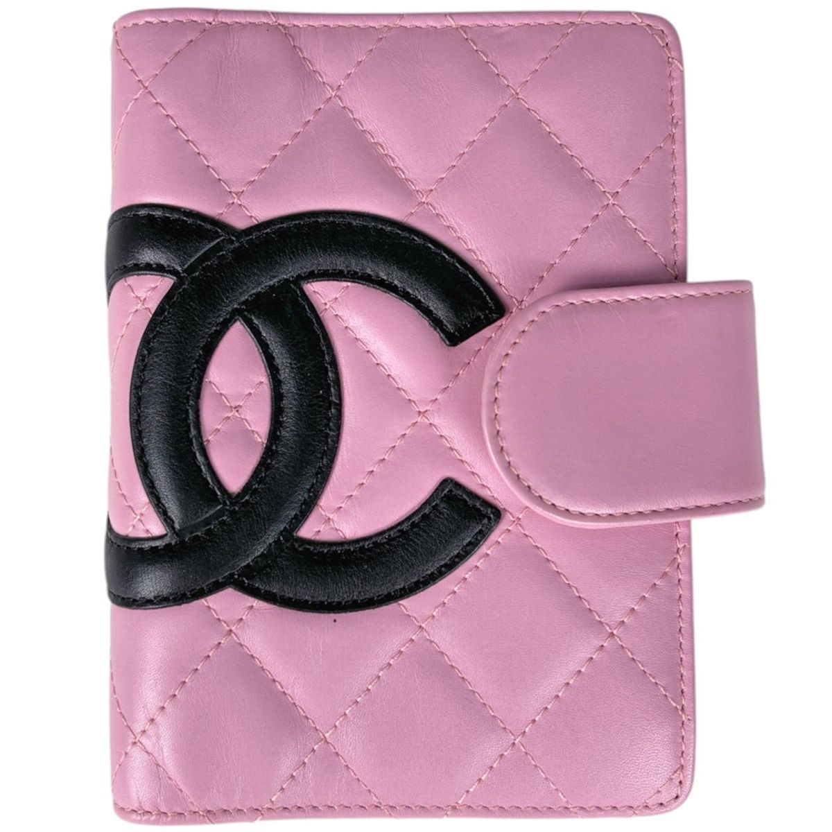 Chanel Notebook Book Cover CC Logo Cambon Line Leather Pink Agenda