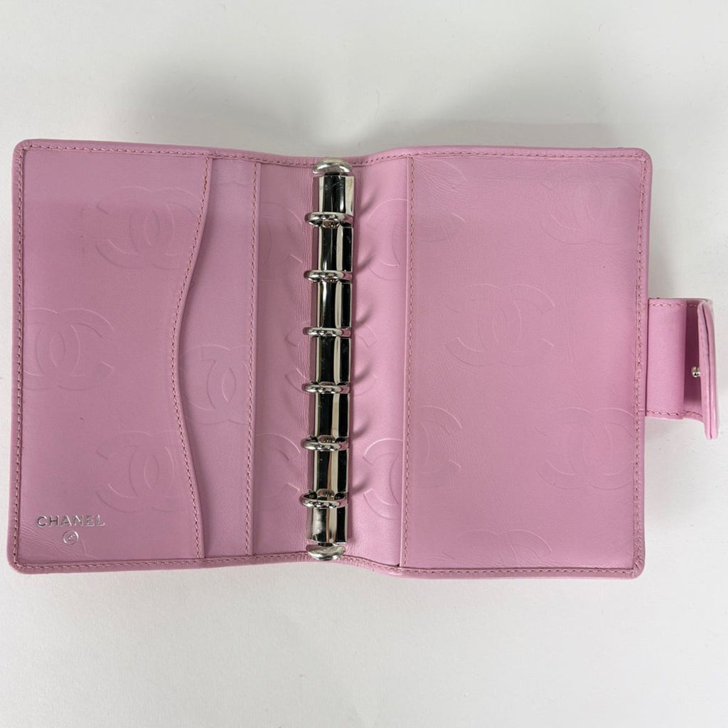 Chanel Notebook Book Cover CC Logo Cambon Line Leather Pink Agenda — view 8