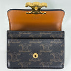 Celine Card Case Triomphe Leather Black Brown — view 7