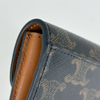 Celine Card Case Triomphe Leather Black Brown — view 4
