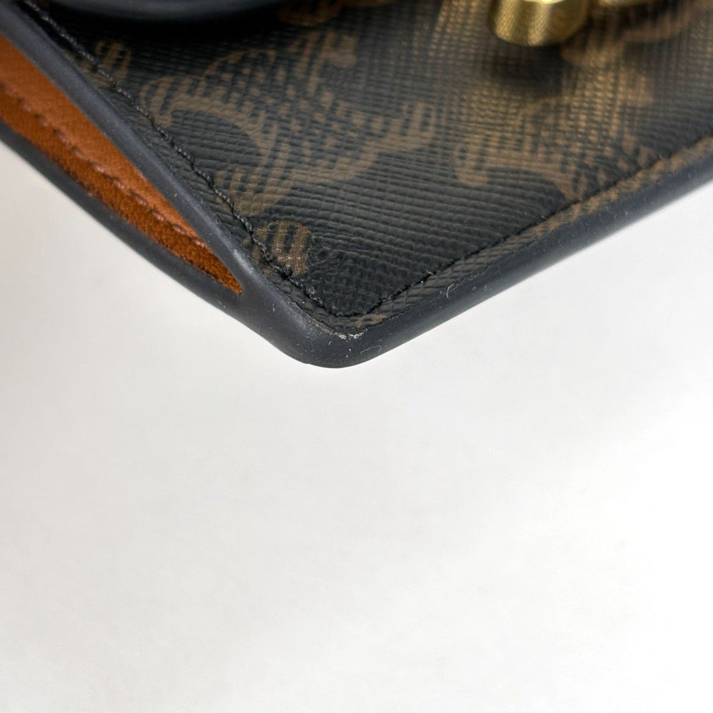 Celine Card Case Triomphe Leather Black Brown — view 3