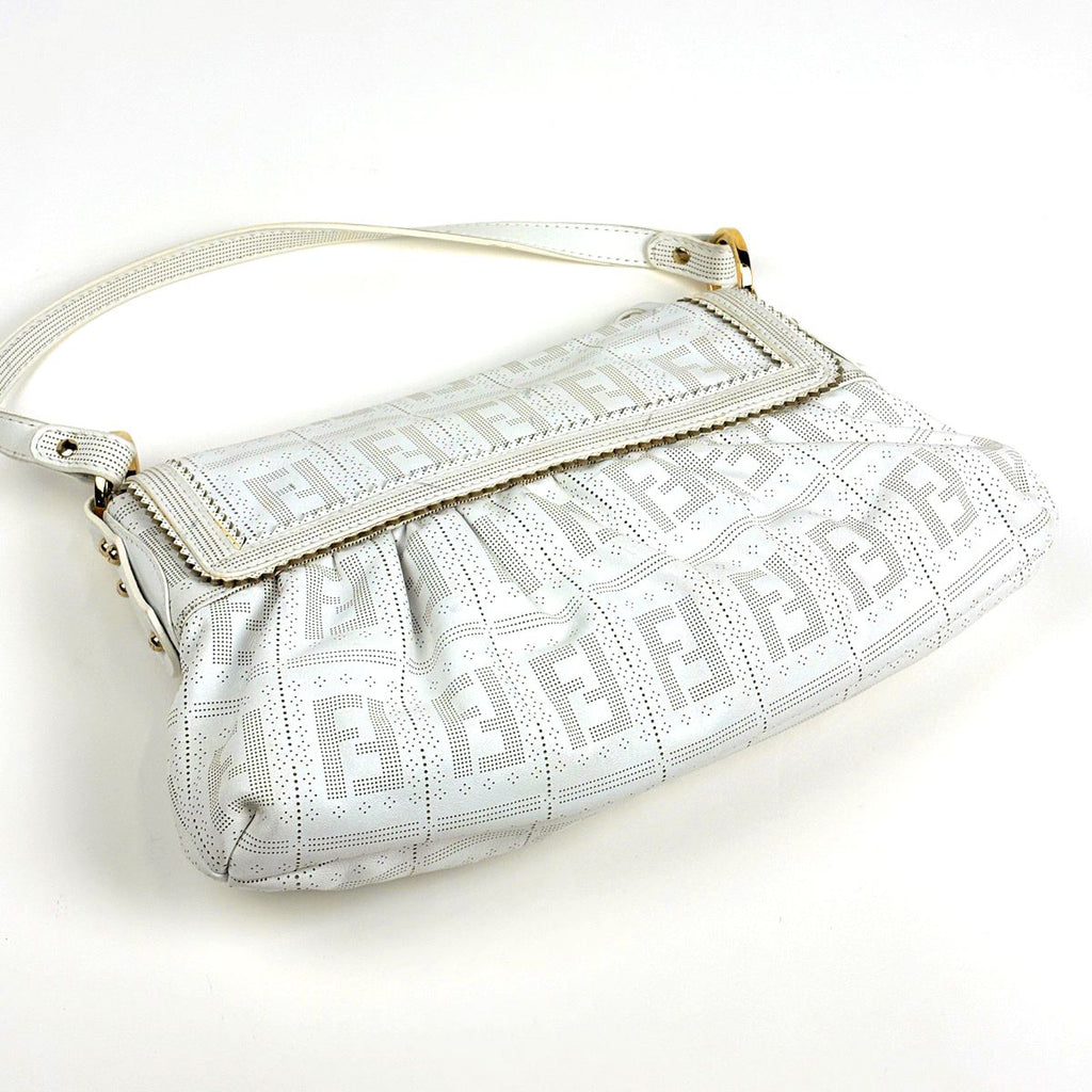 Fendi Shoulder Bag Zucchini Leather White — view 2
