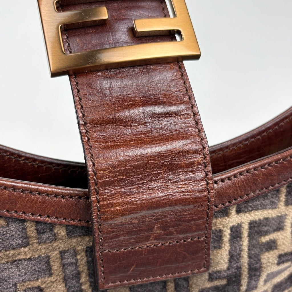 Fendi Shoulder Bag Zucchini Fabric Brown — view 6