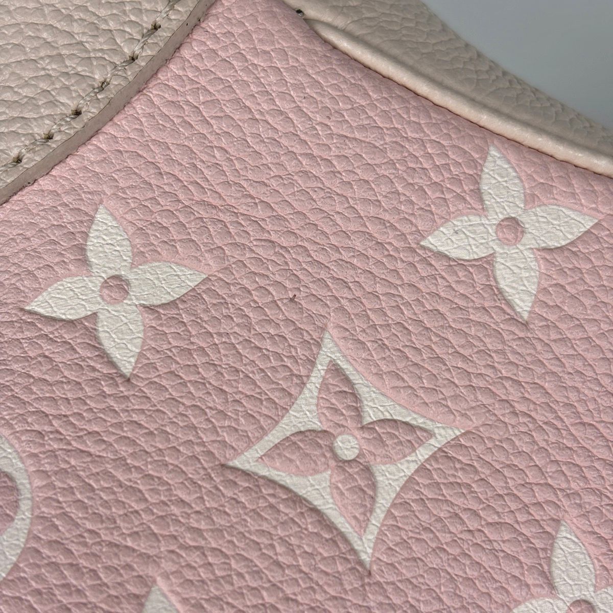 Louis Vuitton Bagatelle NM Handbag Monogram Empreinte Pink Beige Yellow — view 4