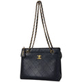 Chanel Shoulder Bag Quilted CC Logo Leather Black