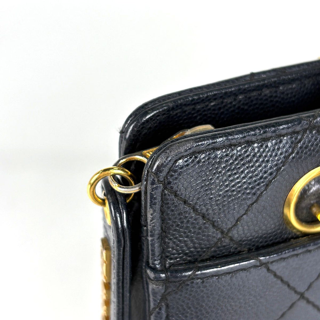 Chanel Shoulder Bag Quilted CC Logo Leather Black — view 6