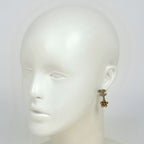 Chanel Earrings CC Logo Flower Swing Rhinestone Gold — view 6