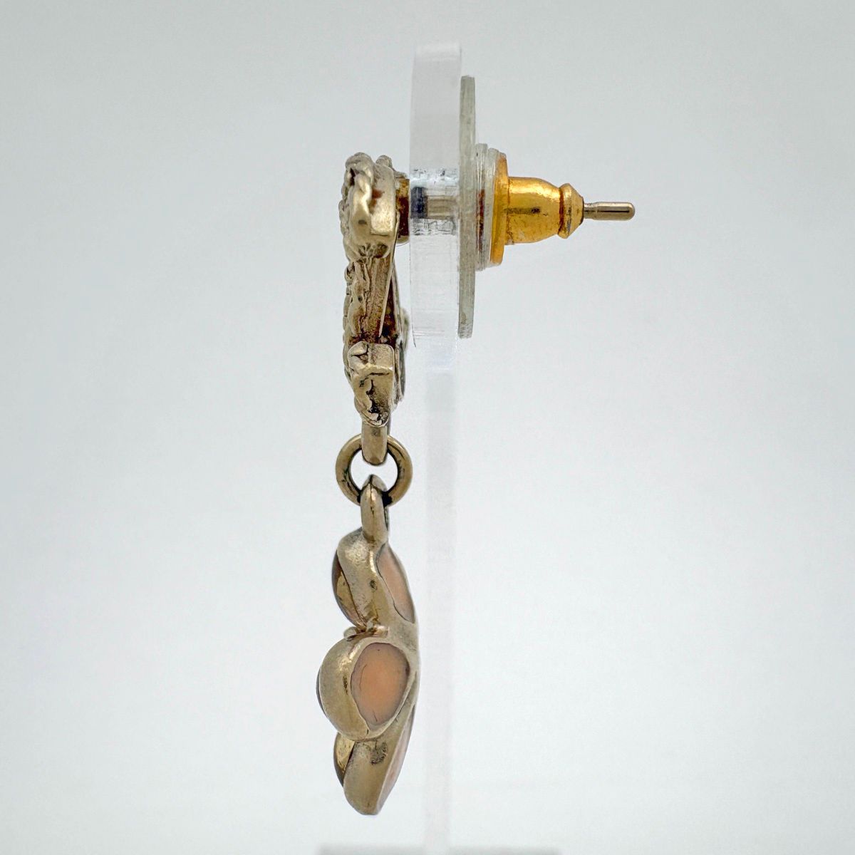 Chanel Earrings CC Logo Flower Swing Rhinestone Gold — view 2