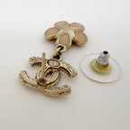 Chanel Earrings CC Logo Flower Swing Rhinestone Gold — view 3