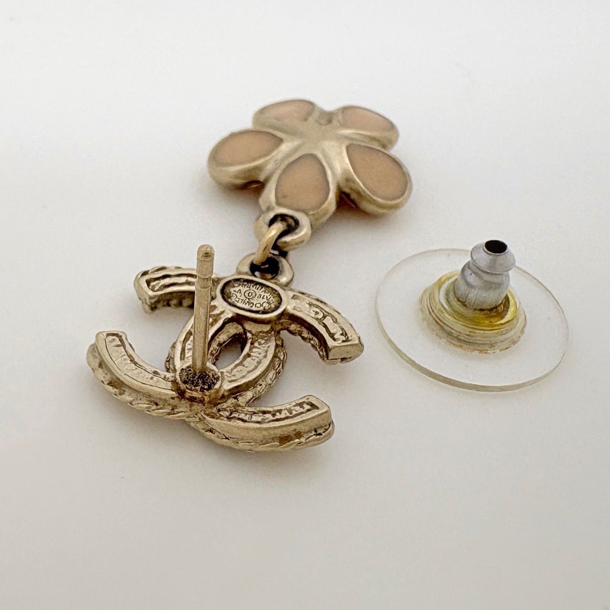 Chanel Earrings CC Logo Flower Swing Rhinestone Gold — view 3