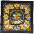 Hermes Carre 90 Cavaliers Des Nuages Scarf Cloud Knight Silk Black Multicolor