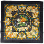 Hermes Carre 90 Cavaliers Des Nuages Scarf Cloud Knight Silk Black Multicolor