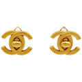 Chanel Earrings CC Logo Turnlock Gold Plated