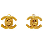 Chanel Earrings CC Logo Turnlock Gold Plated