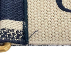 Dior Belt 70 Dark Navy Beige Embroidery Leather — view 7