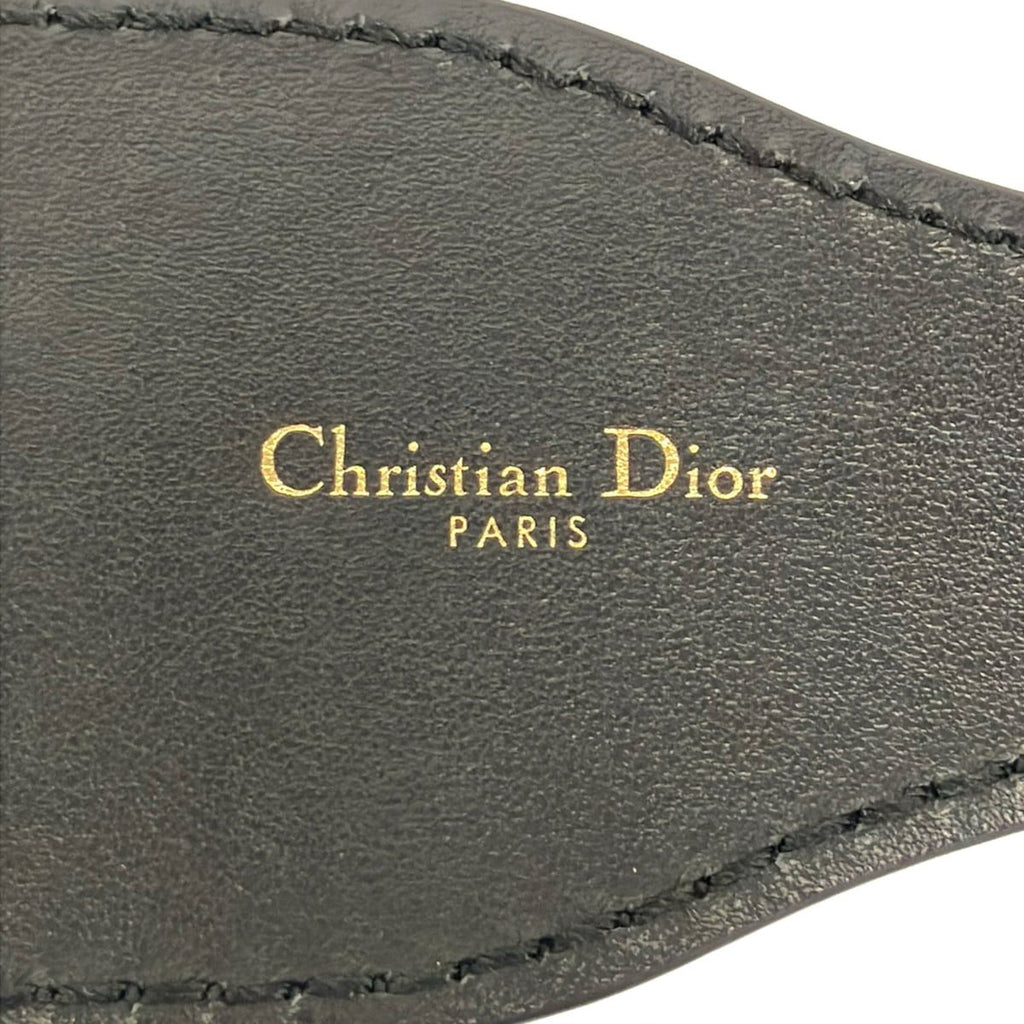 Dior Belt 70 Dark Navy Beige Embroidery Leather — view 4