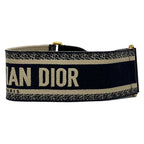 Dior Belt 70 Dark Navy Beige Embroidery Leather — view 2