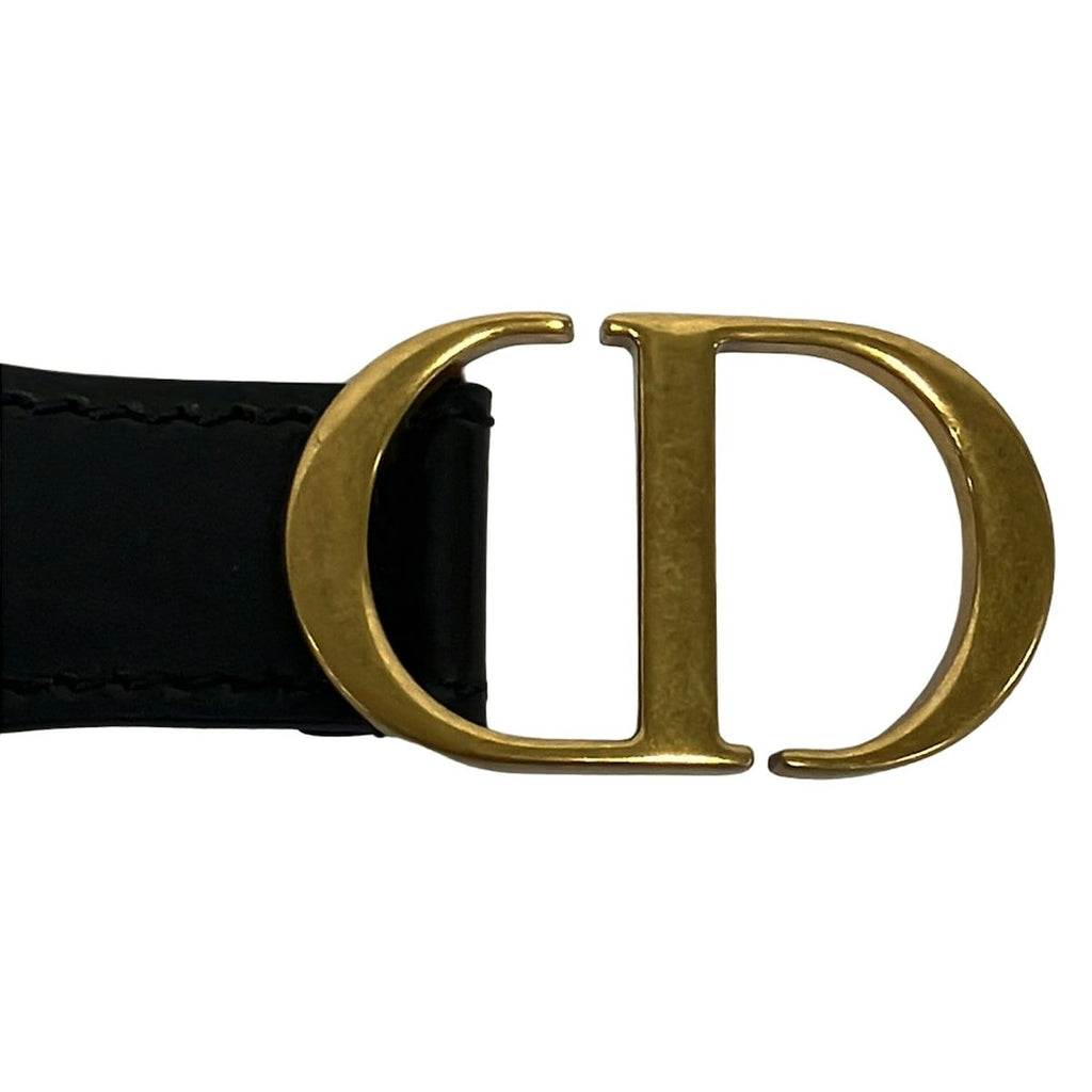 Dior Belt 70 Dark Navy Beige Embroidery Leather — view 3
