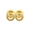 Celine Vintage Double Circle Logo Metal Gold Earrings