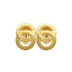 Celine Vintage Double Circle Logo Metal Gold Earrings
