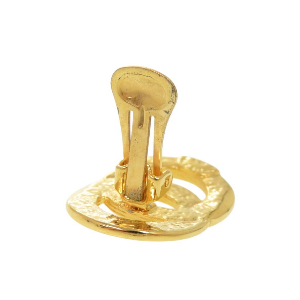 Celine Vintage Double Circle Logo Metal Gold Earrings — view 7