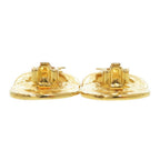 Celine Vintage Double Circle Logo Metal Gold Earrings — view 4