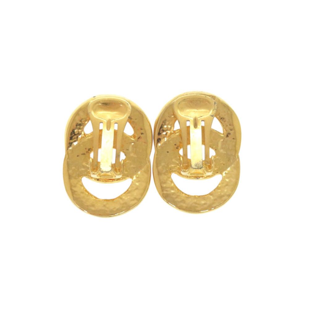 Celine Vintage Double Circle Logo Metal Gold Earrings — view 2