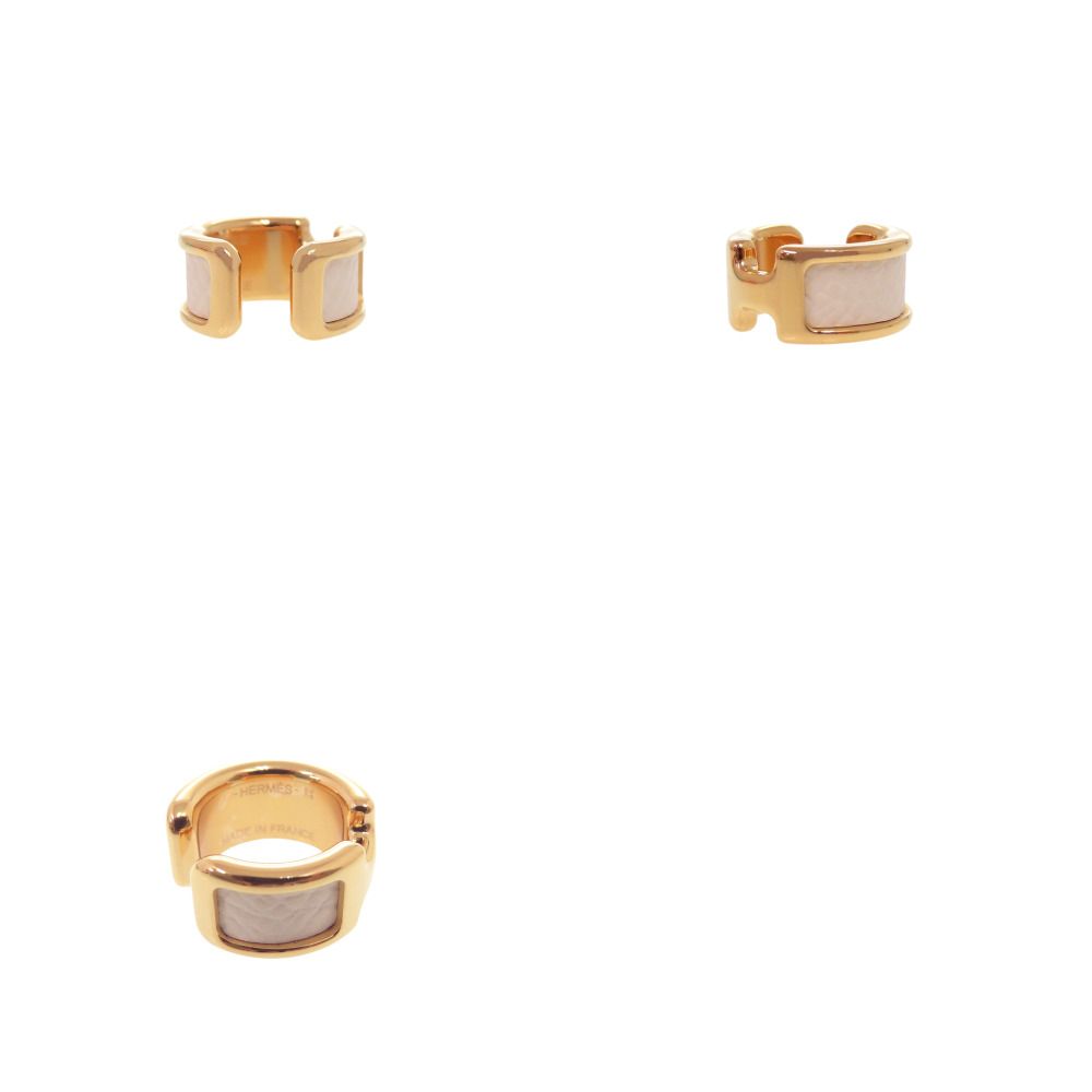 Hermes Olympe PM Leather Plated White Gold Single Earring — view 4
