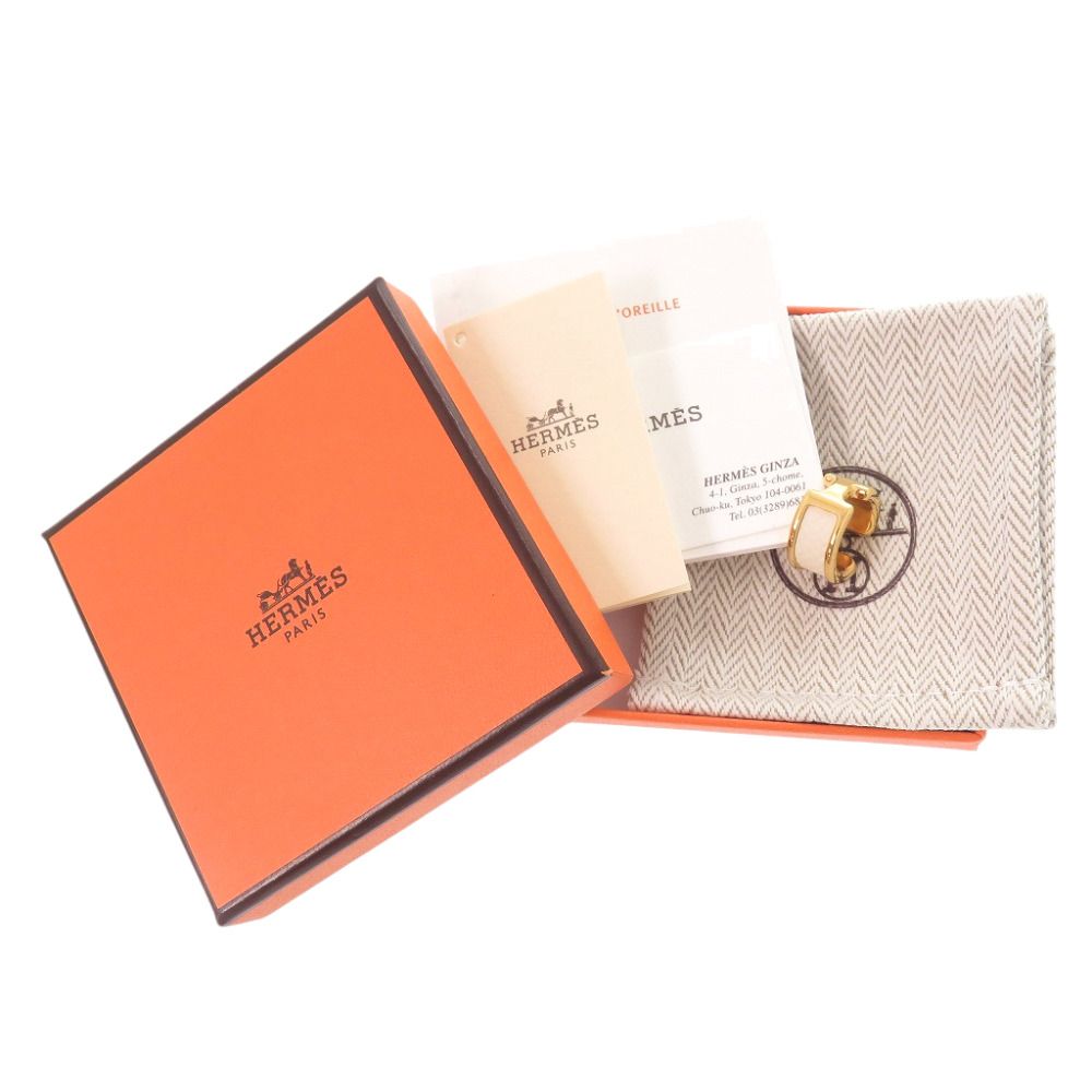 Hermes Olympe PM Leather Plated White Gold Single Earring — view 2