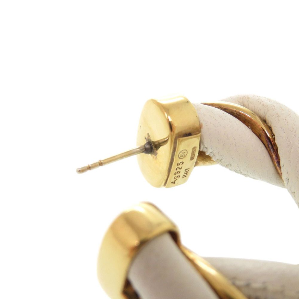 Bottega Veneta Twist Hoop 925 Sterling Silver Leather Gold White Earrings — view 6