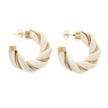 Bottega Veneta Twist Hoop 925 Sterling Silver Leather Gold White Earrings