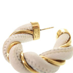 Bottega Veneta Twist Hoop 925 Sterling Silver Leather Gold White Earrings — view 4