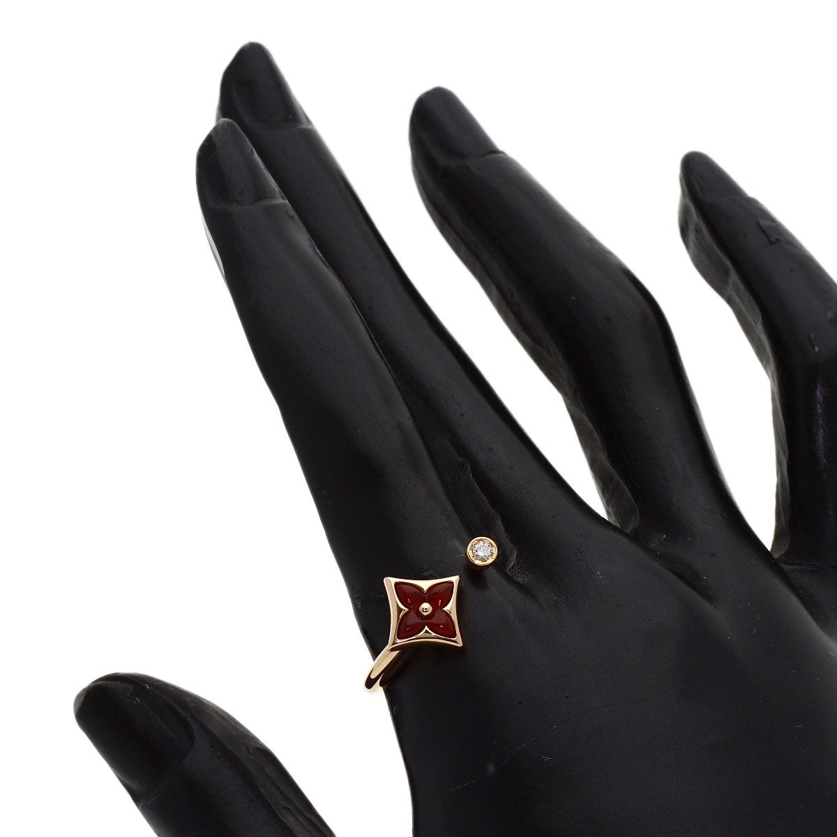 Louis Vuitton Star Blossom Mini Carnelian Diamond 56 Ring 18k Pink Gold — view 7