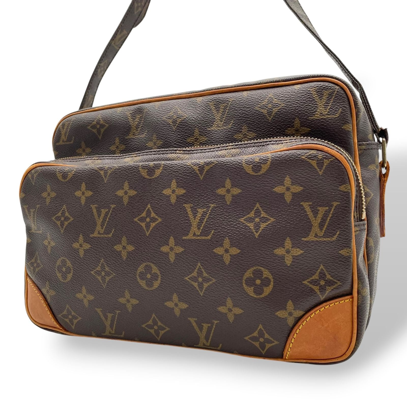 Louis Vuitton Monogram Nile Shoulder Bag Crossbody Cross Body Leather Brown Gold