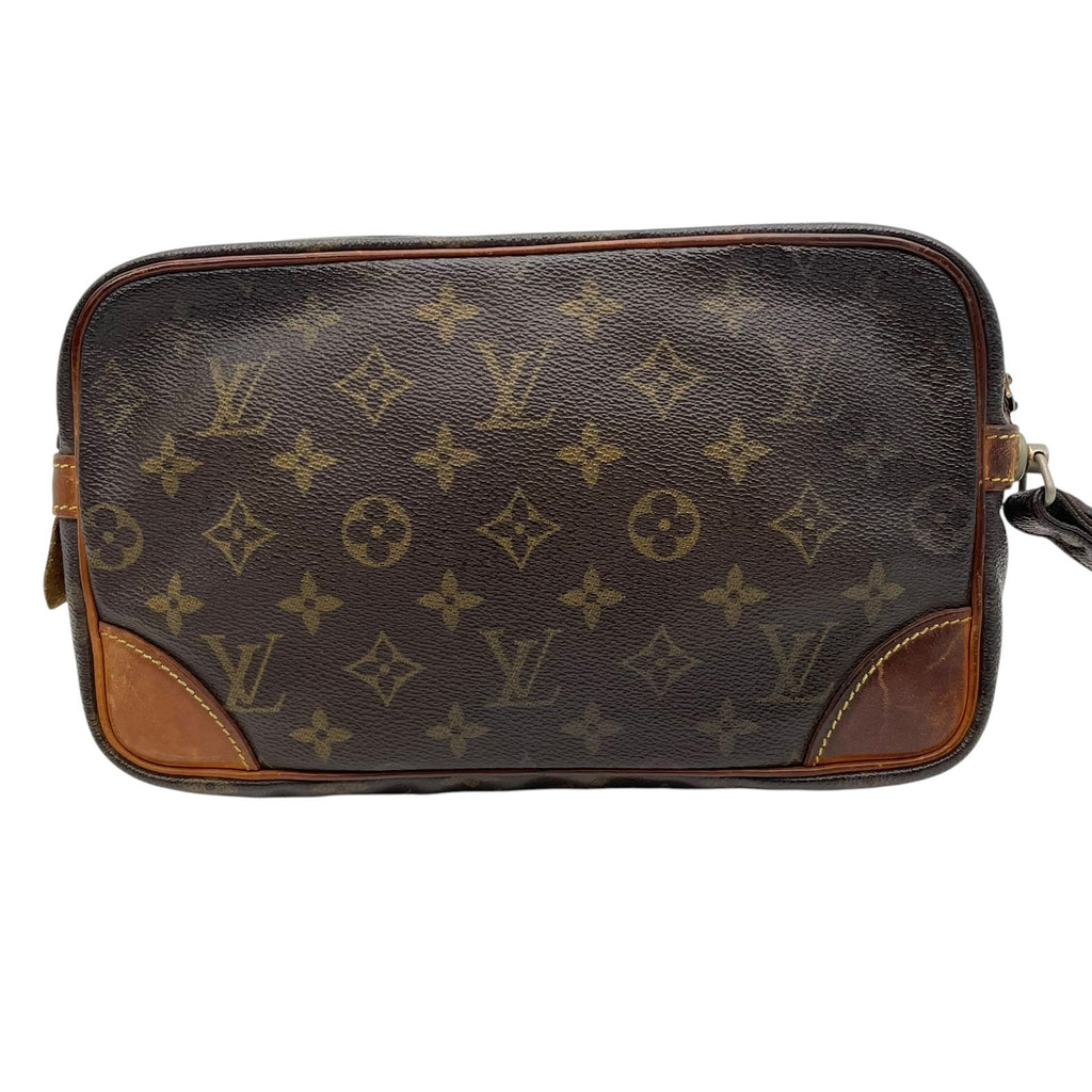 Louis Vuitton Monogram Marly Dragonne Clutch Secondbag Leather Brown Gold — view 3