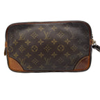 Louis Vuitton Monogram Marly Dragonne Clutch Secondbag Leather Brown Gold — view 3