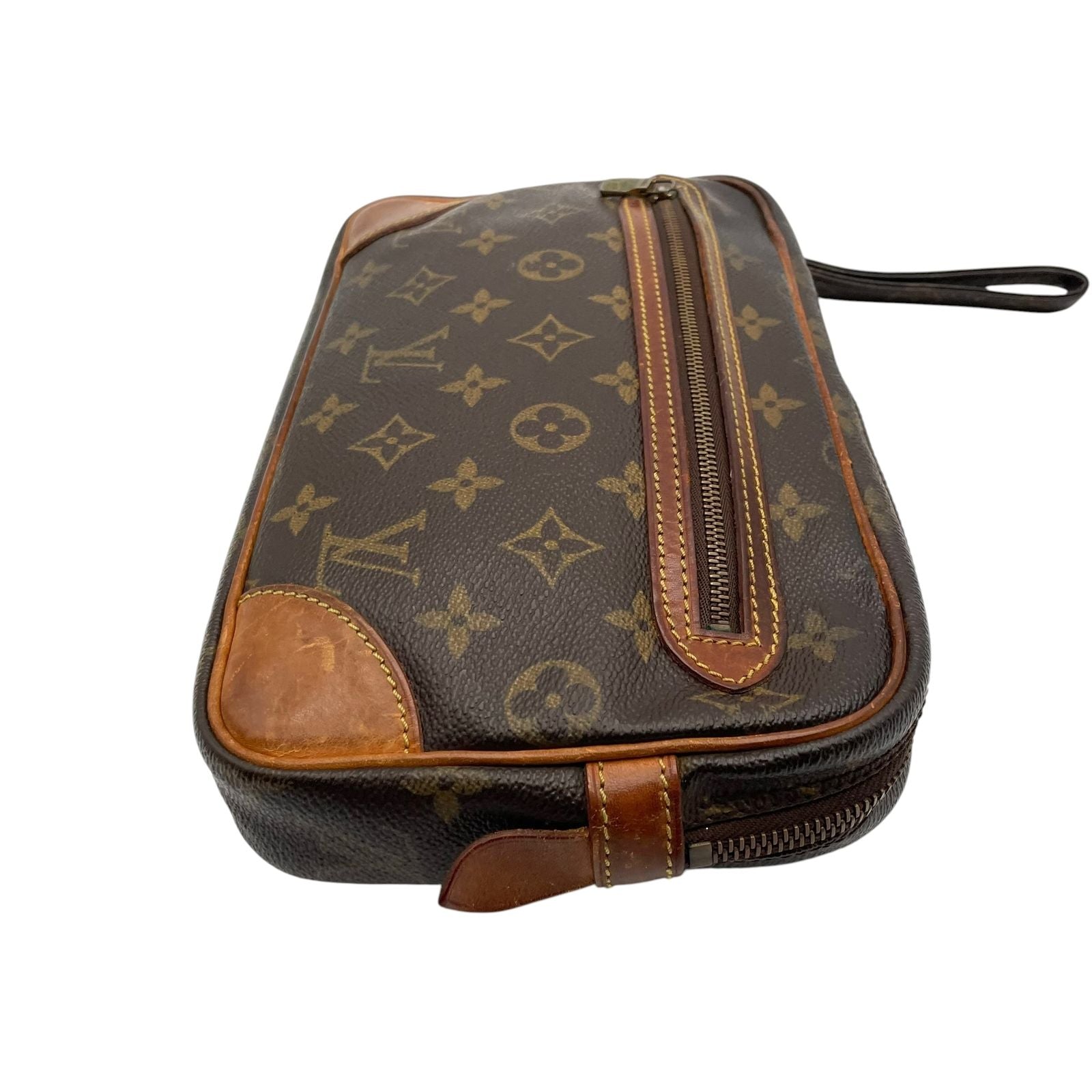 Louis Vuitton Monogram Marly Dragonne Clutch Secondbag Leather Brown Gold — view 6