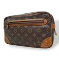 Louis Vuitton Monogram Marly Dragonne Clutch Secondbag Leather Brown Gold