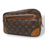 Louis Vuitton Monogram Marly Dragonne Clutch Secondbag Leather Brown Gold