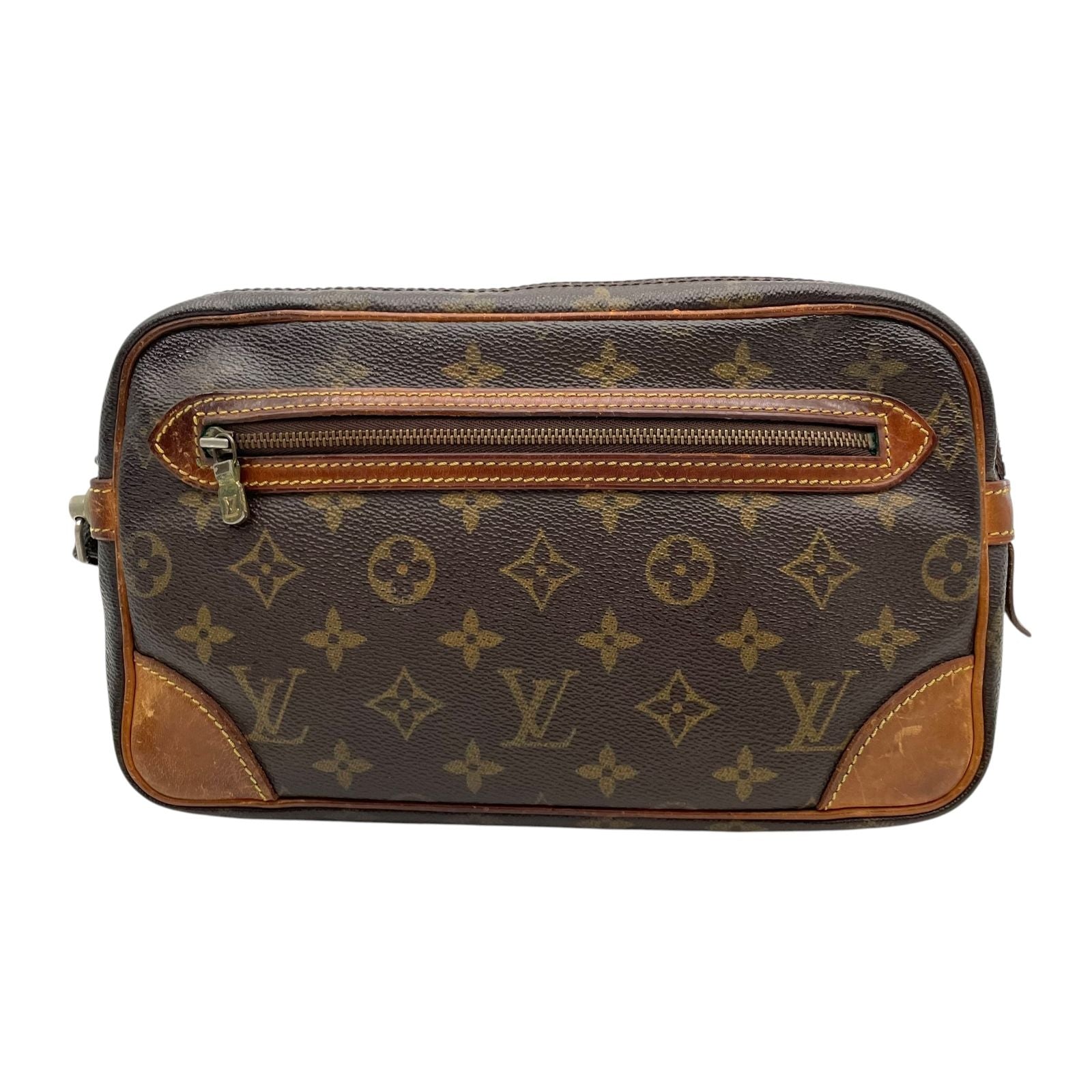Louis Vuitton Monogram Marly Dragonne Clutch Secondbag Leather Brown Gold — view 2