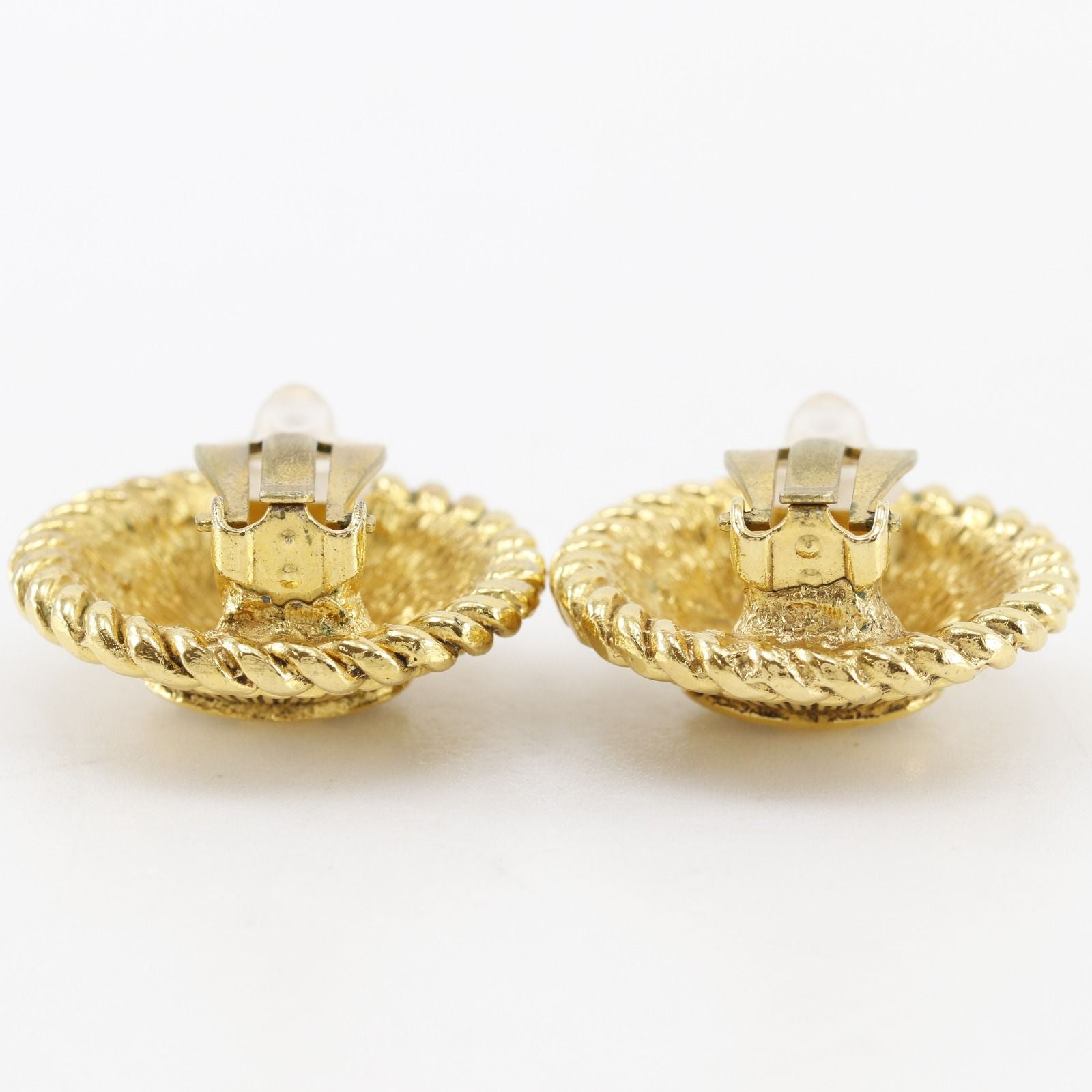Chanel CC Logo Vintage Gold Plated Earrings — view 6