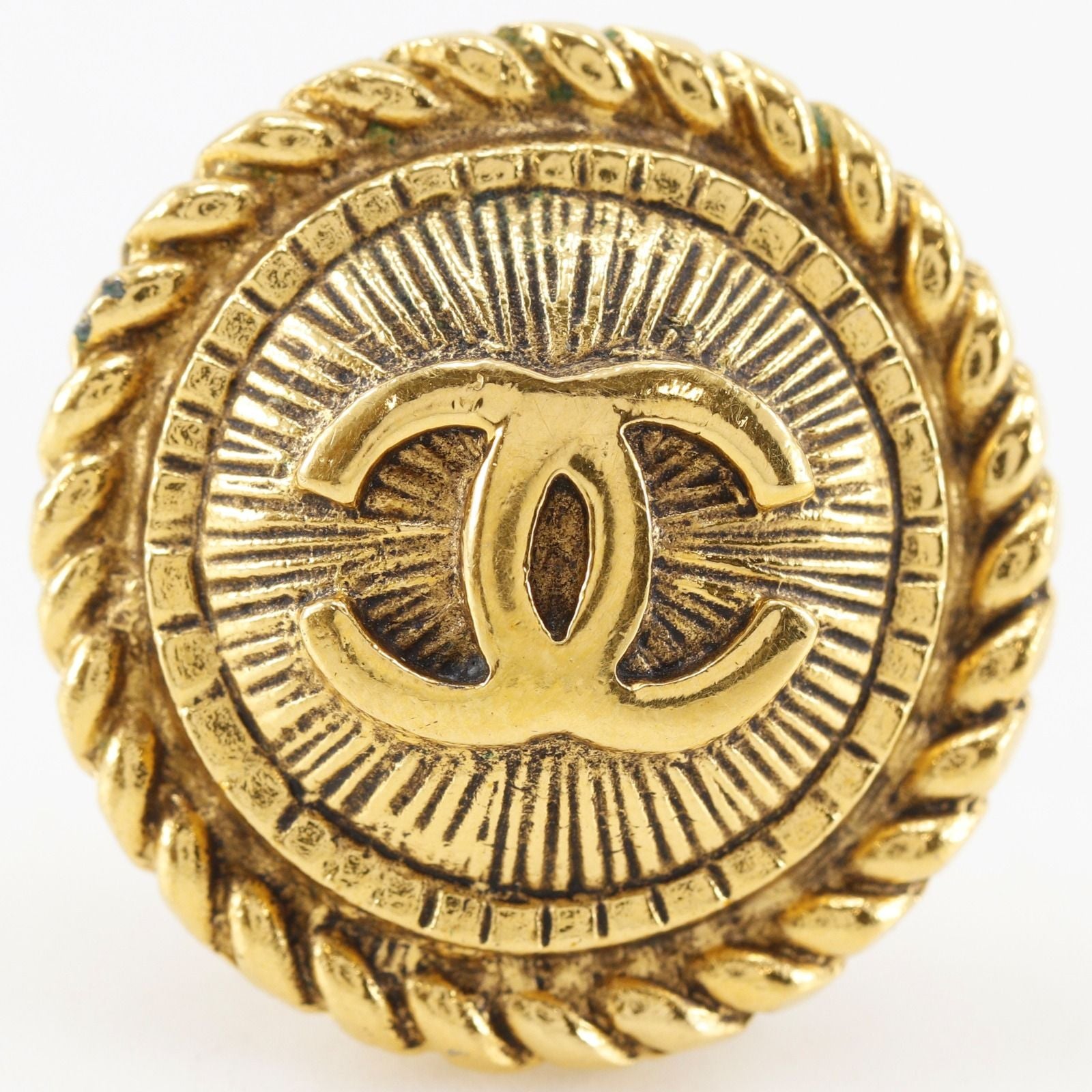 Chanel CC Logo Vintage Gold Plated Earrings — view 7