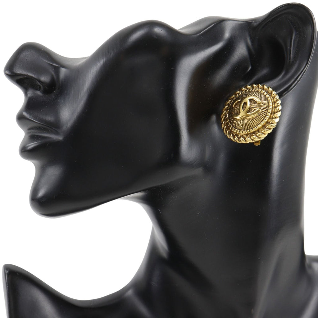 Chanel CC Logo Vintage Gold Plated Earrings — view 2
